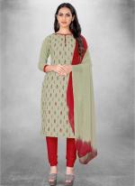 Cotton Light Grey Regular Wear Printed Churidar Suit